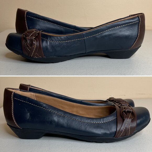 Comfortiva Softspots Posie Flats in Navy / Chocolate Size 8 - Picture 4 of 16